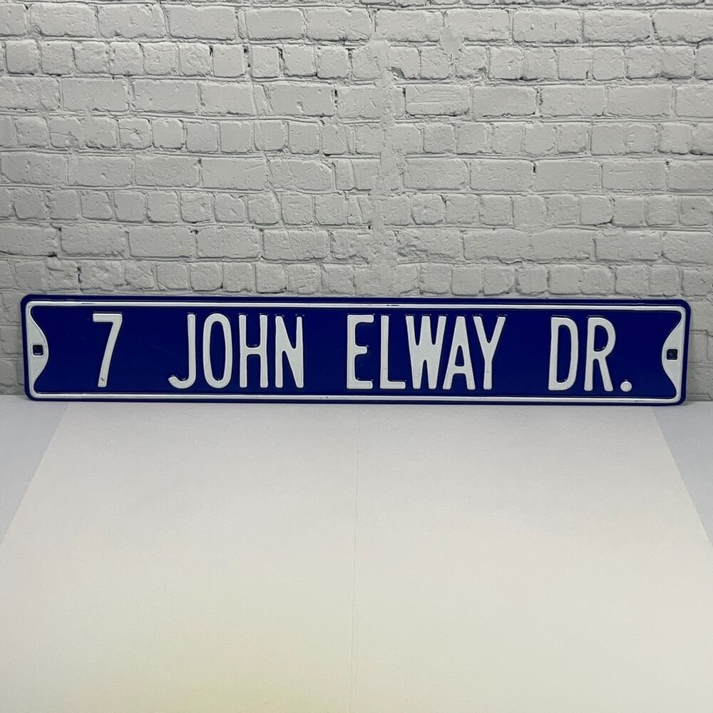 7 John Elway Dr Street Road Sign Blue Heavy Metal Denver Broncos 36 in x 6 in